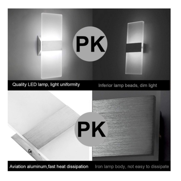 LED Wall Sconce Modern Wall Light Lamps 12W Cool White 6000K (Set of 3) - Picture 5 of 6